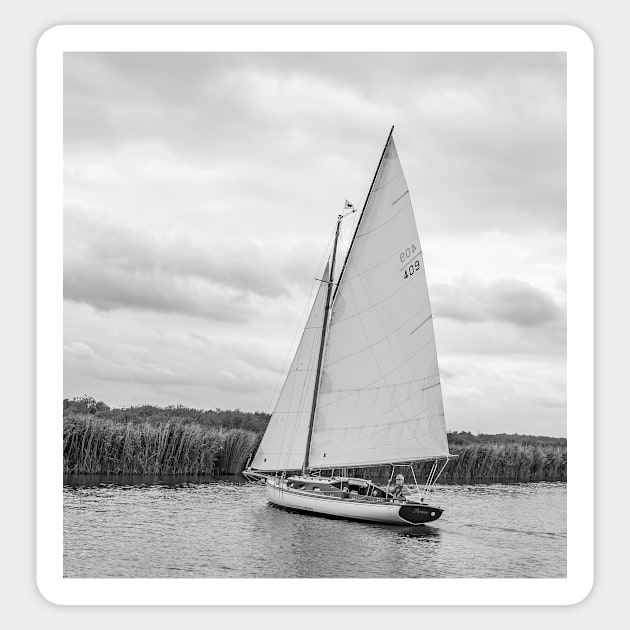 Sailing up the River Bure on the Norfolk Broads Sticker by yackers1